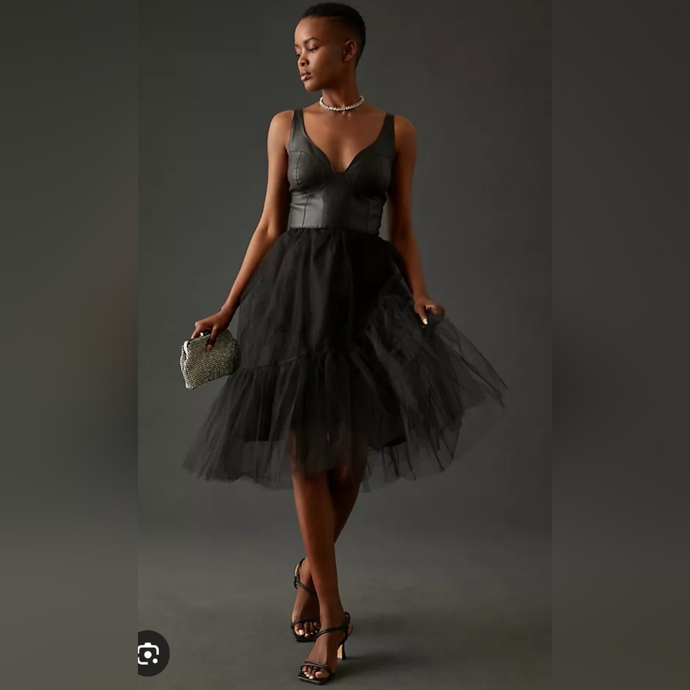 Anthropologie Black Midi Dress